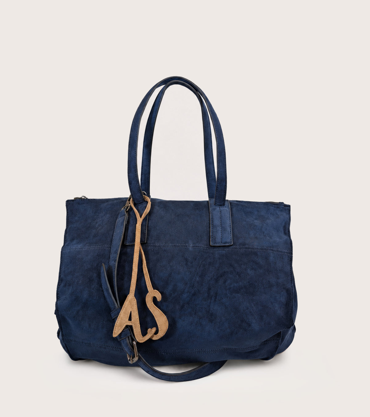 Shoppingtaske i ruskind med AS-charm i farven »Mezznotte«