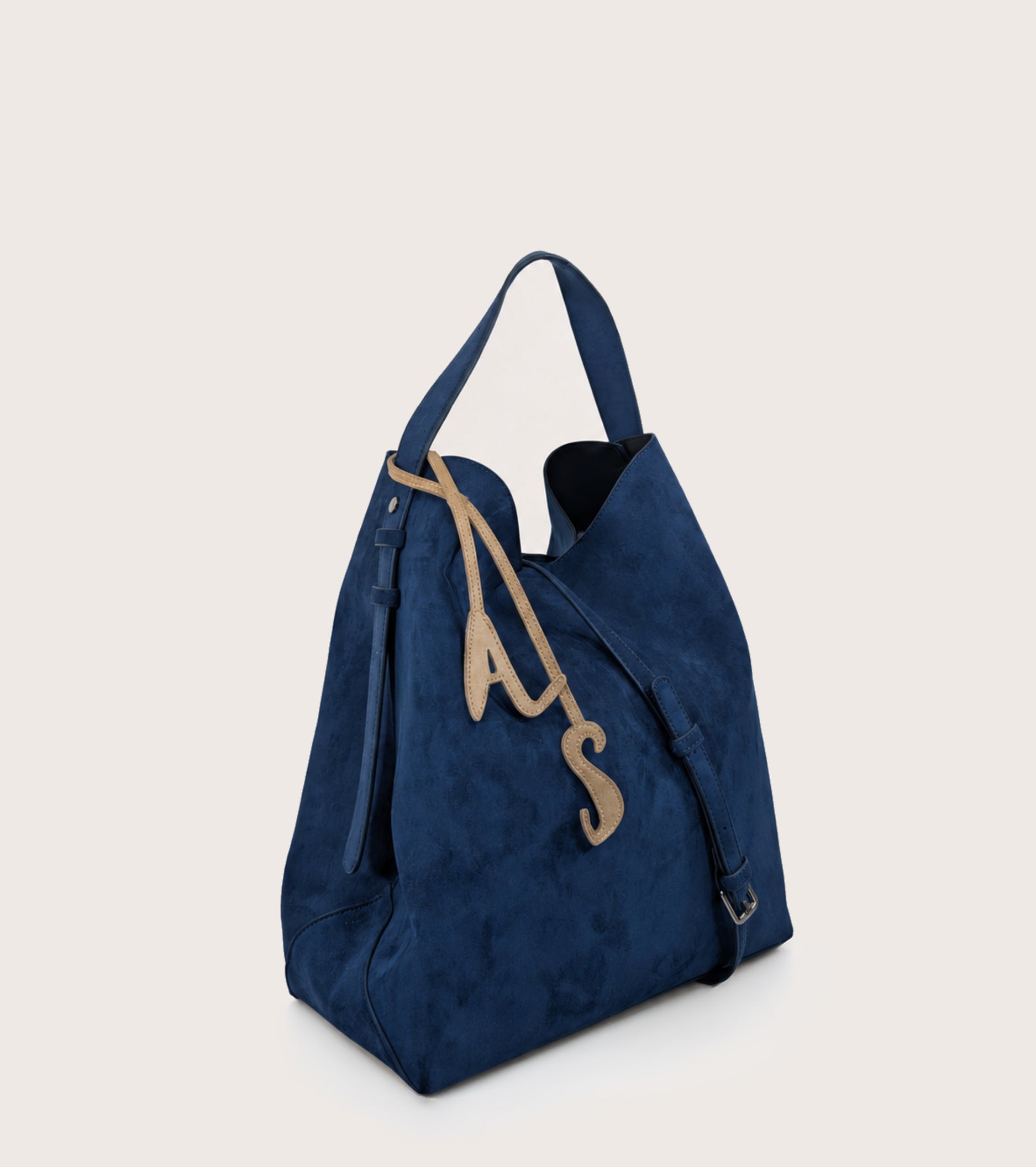 Suede bucket bag with AS Mezzanotte charm