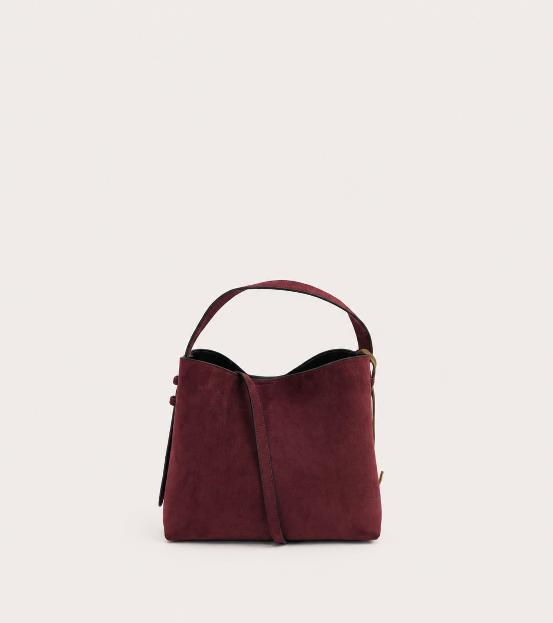Borsa a secchiello in ecopelle scamosciata mosto