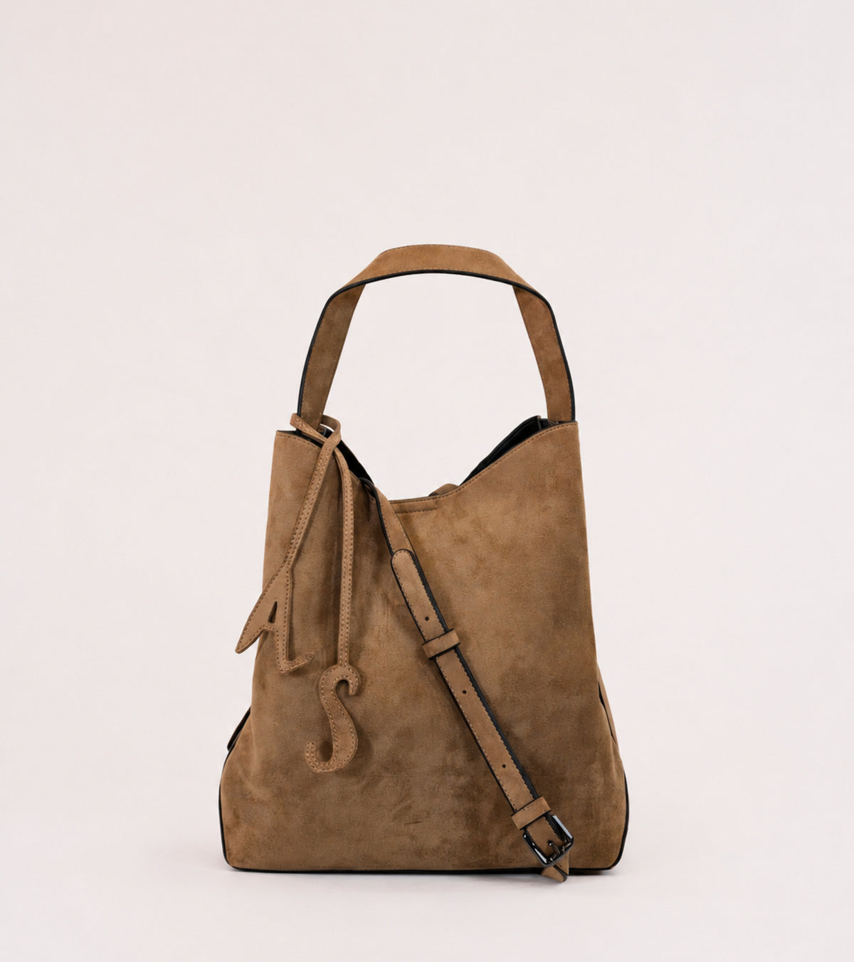 Borsa a secchiello con charm AS ermellino