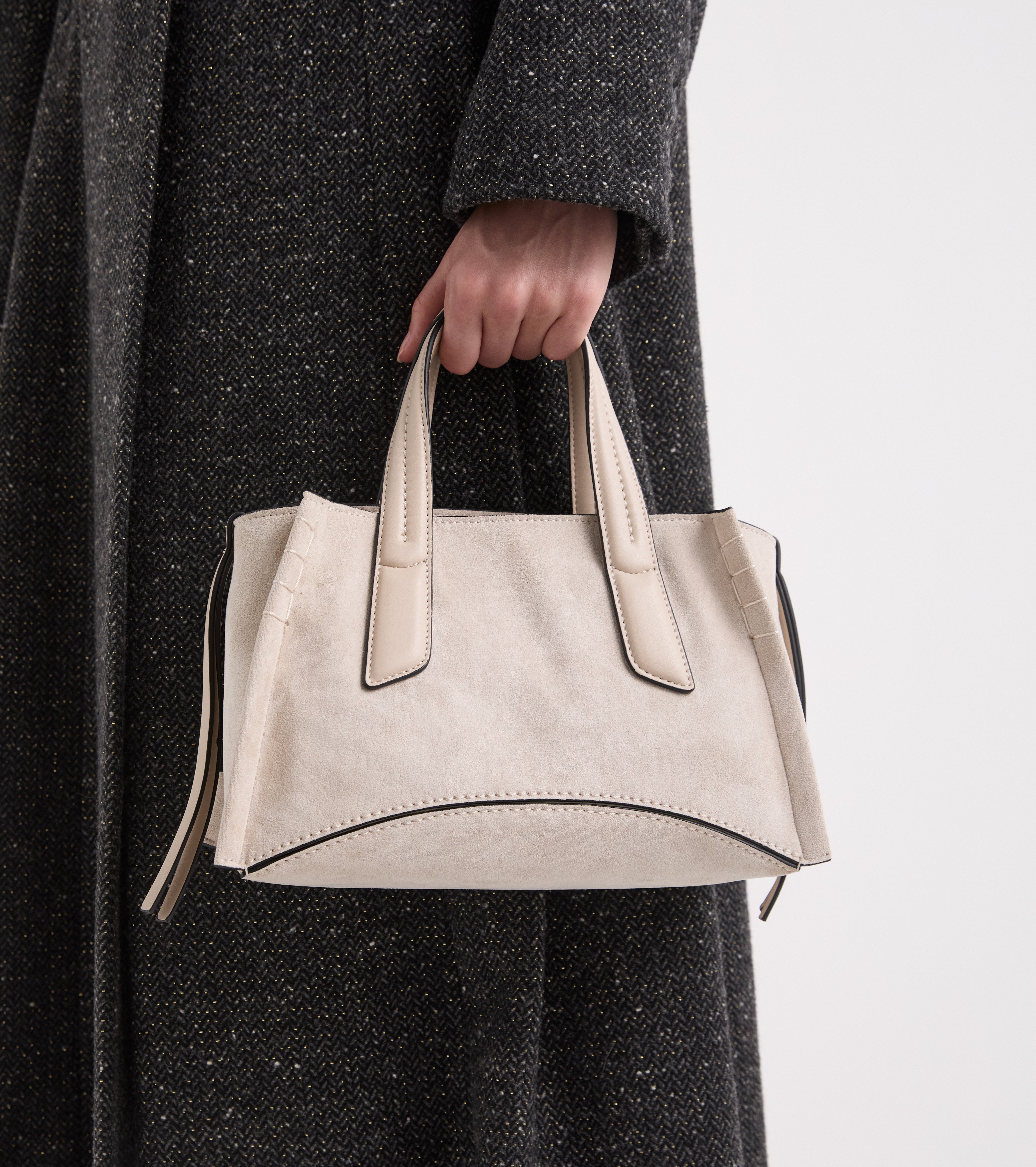 Borsa a mano in ecopelle scamosciata sale