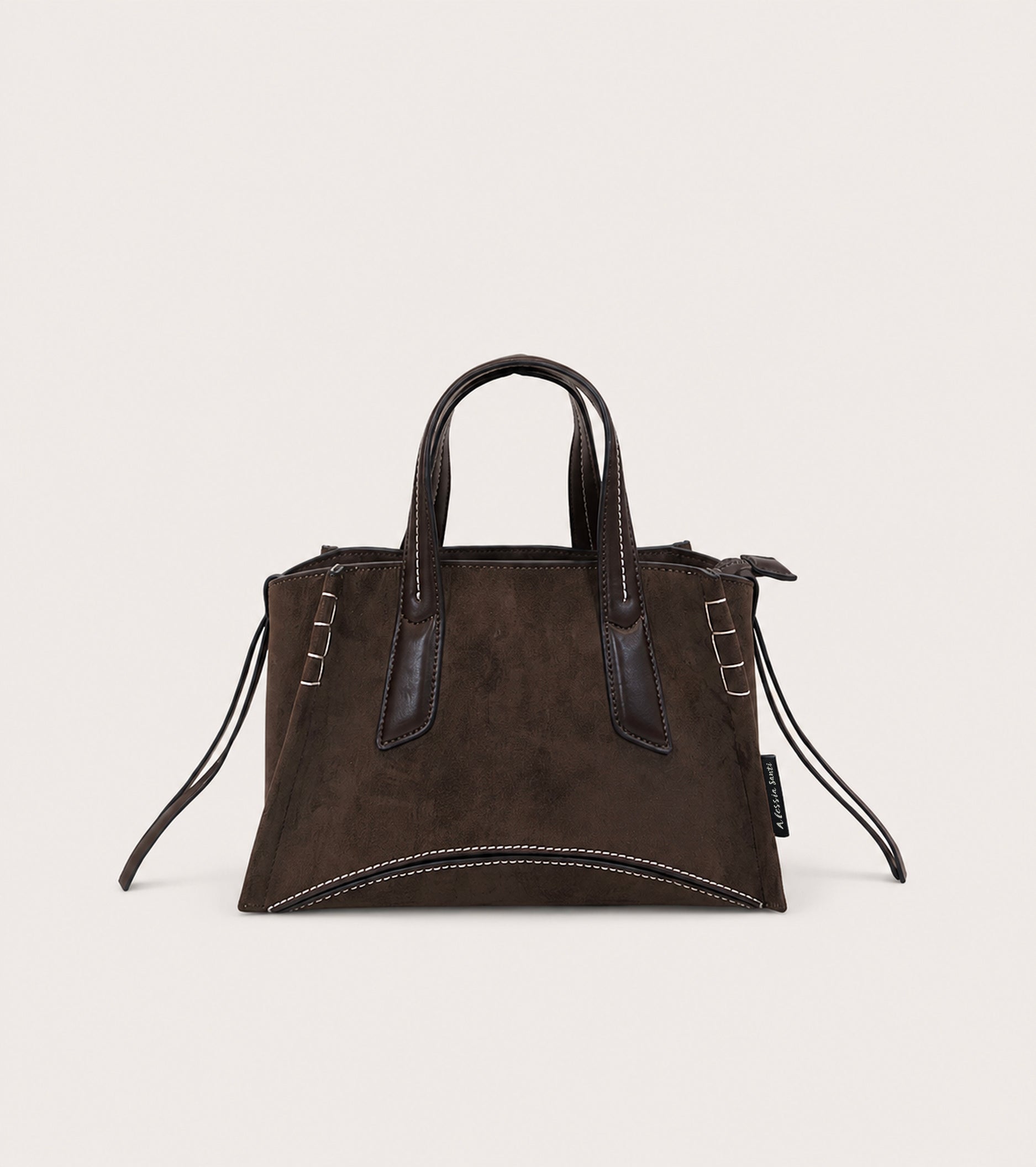 Borsa a mano in ecopelle scamosciata ebano
