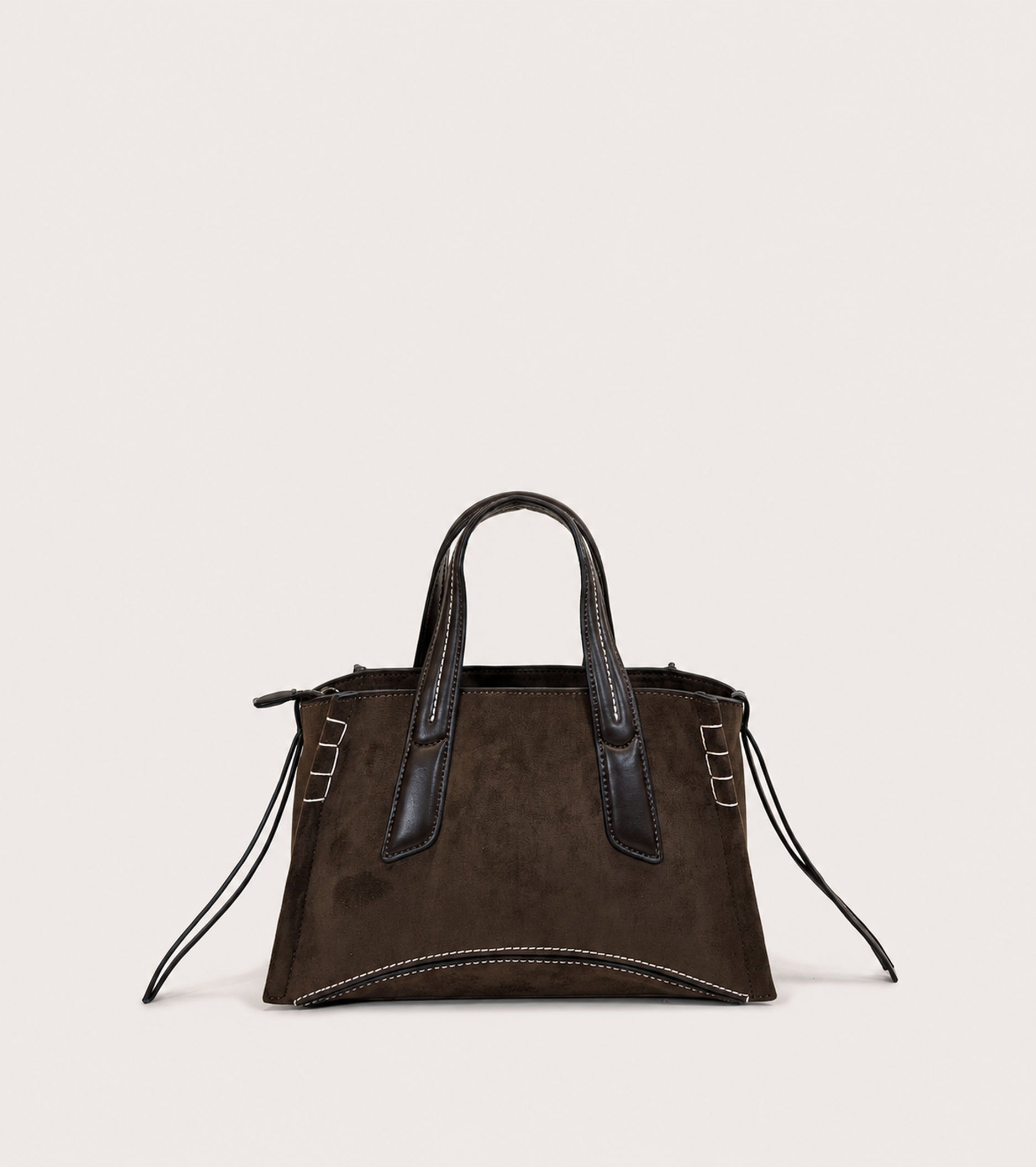 Borsa a mano in ecopelle scamosciata ebano
