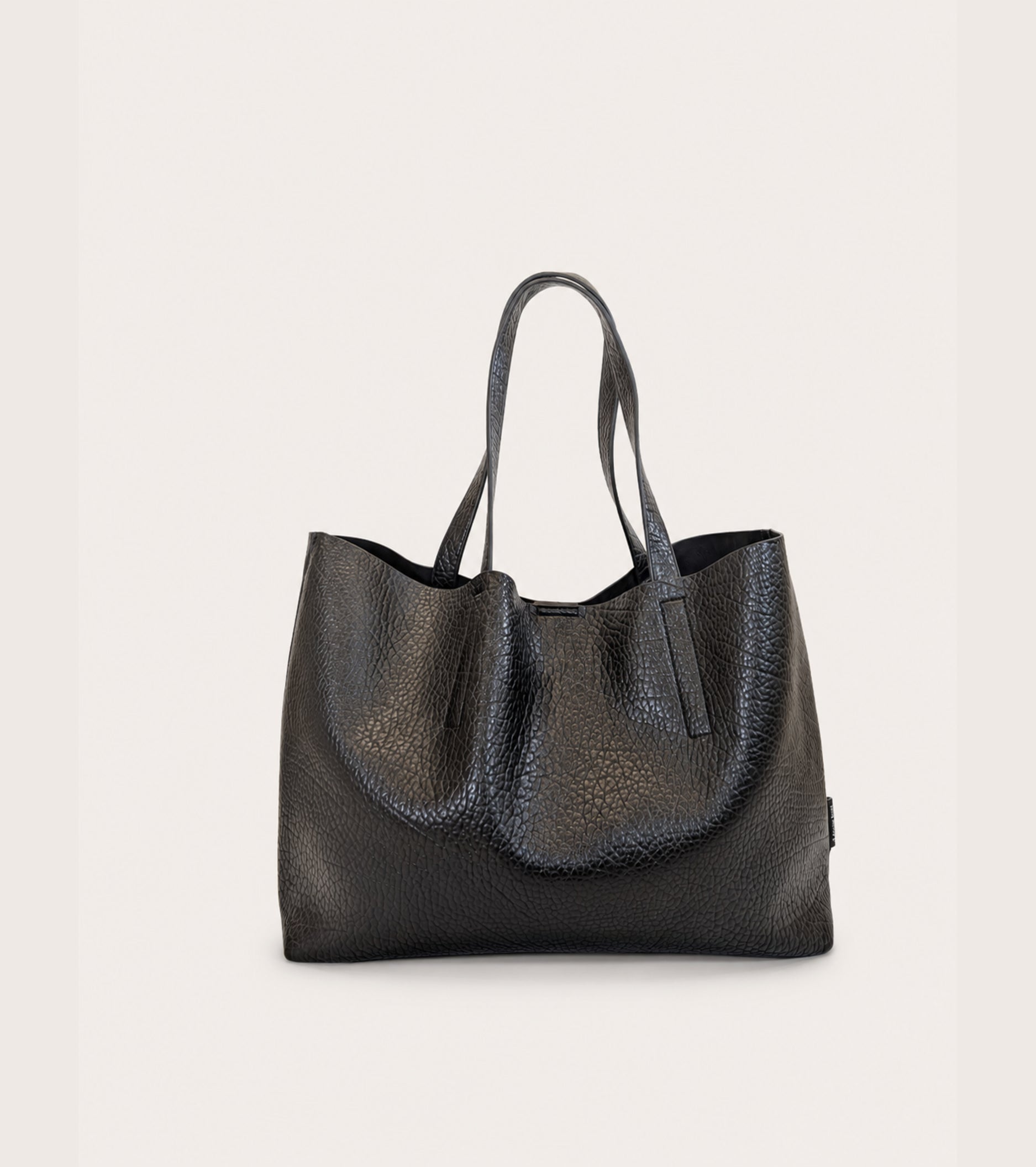 Borsa shopping in similpelle bottalata nero diamante