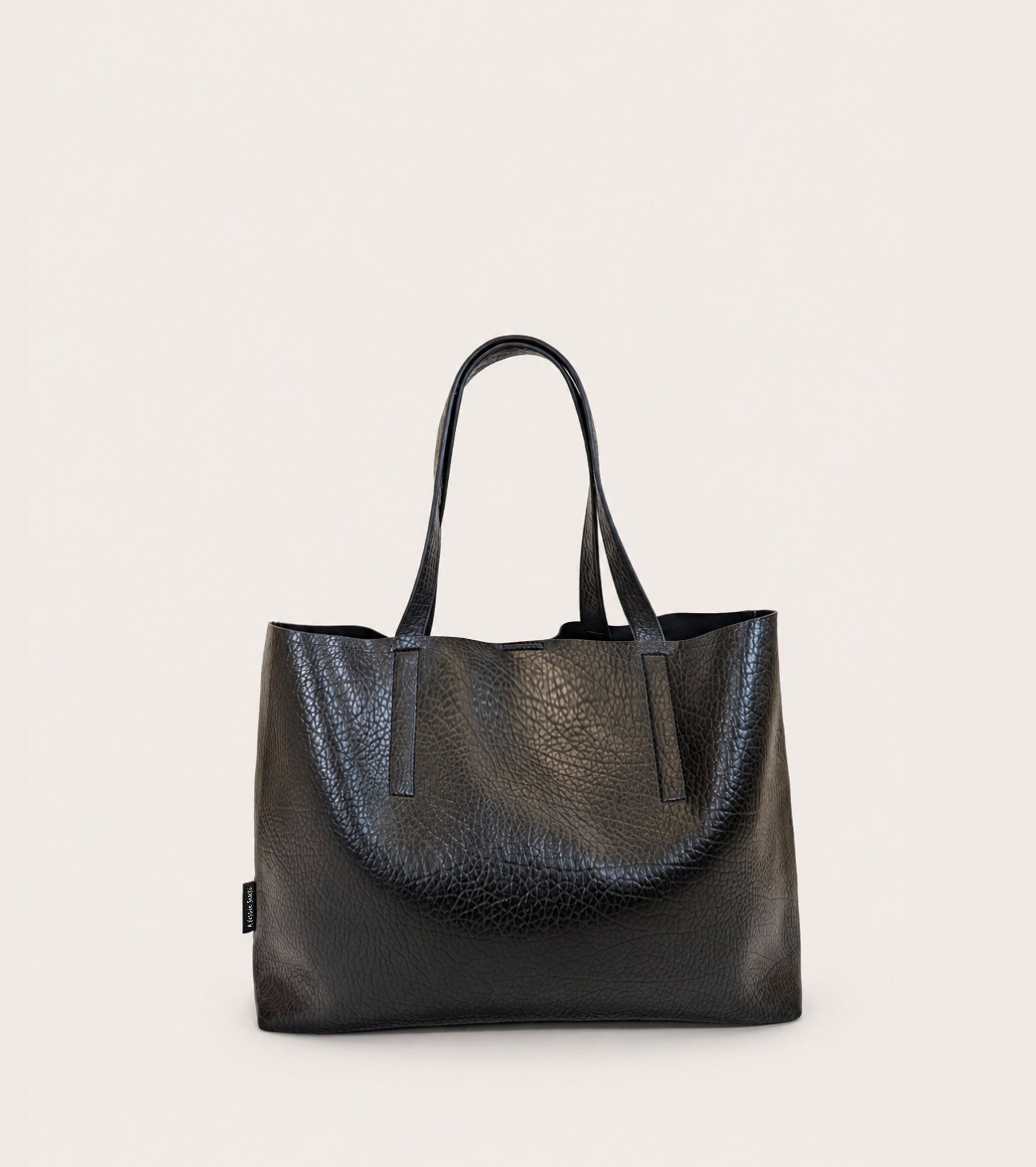 Borsa shopping in similpelle bottalata nero diamante