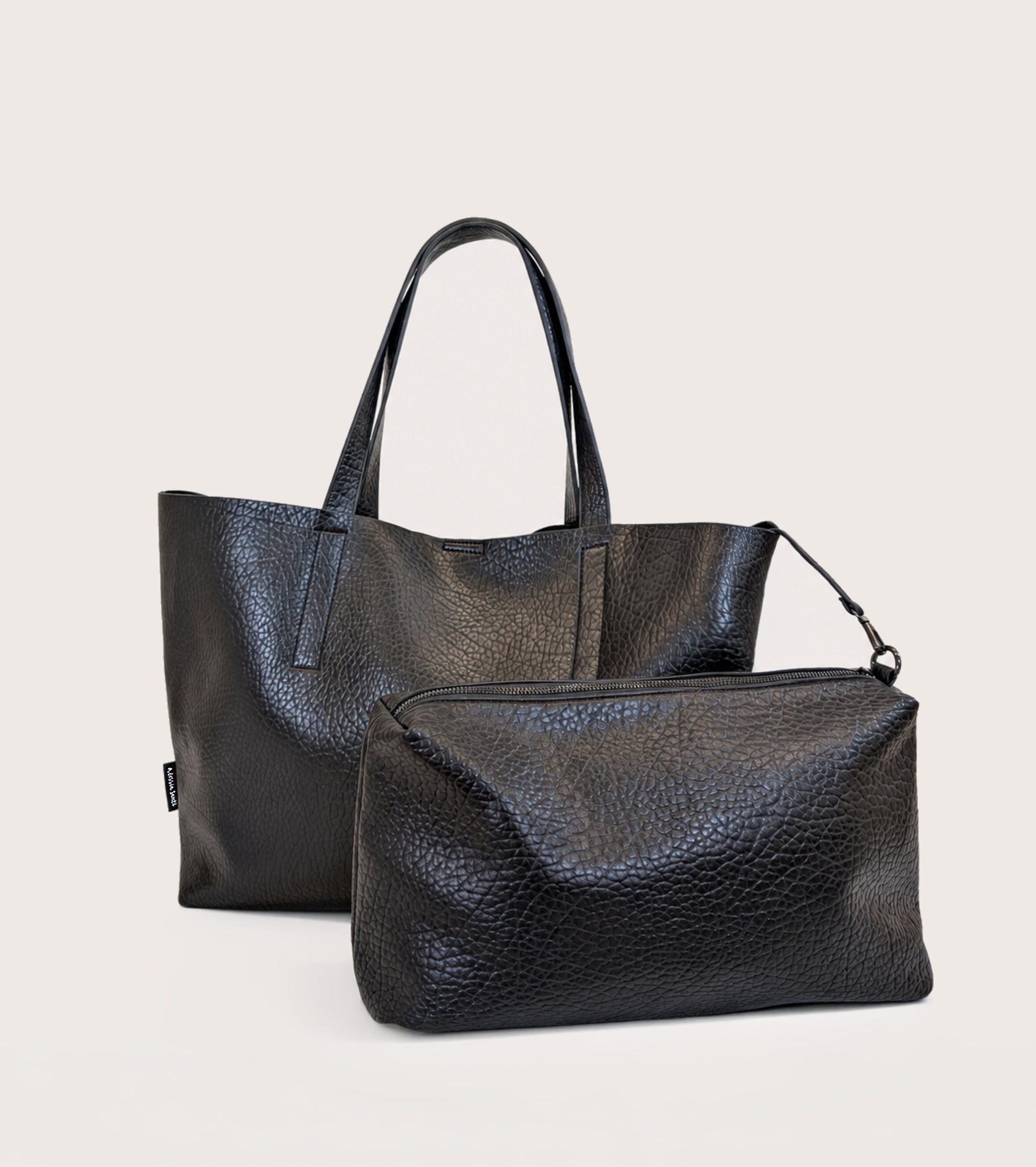 Borsa shopping in similpelle bottalata nero diamante