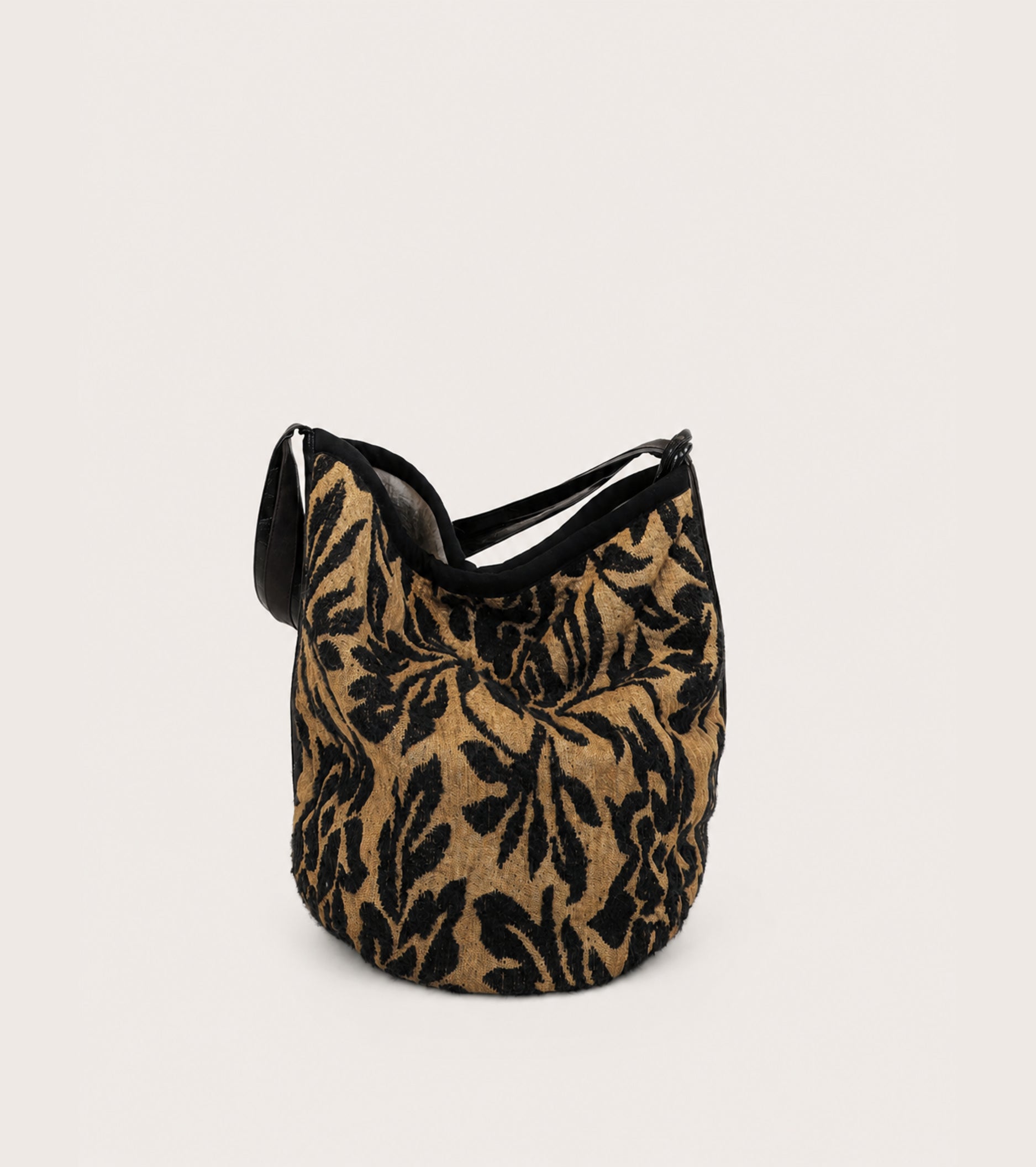 Spandtaske i jacquardblanding af uld med damask-prikker