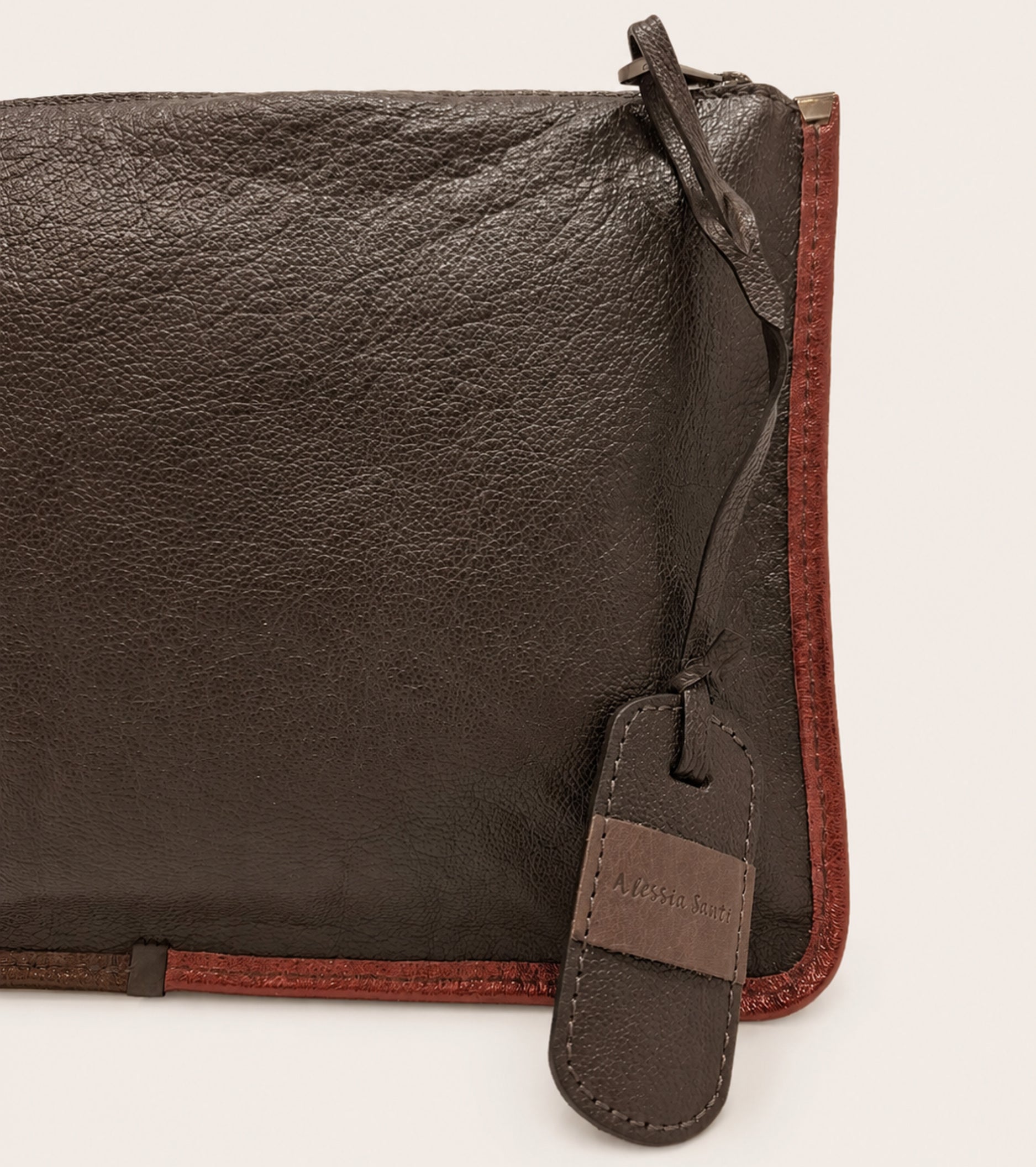 Pochette con zip ebano