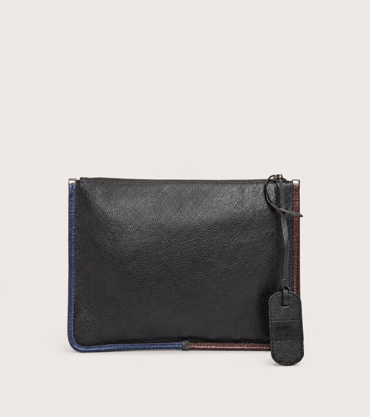 Pochette con zip nero diamante