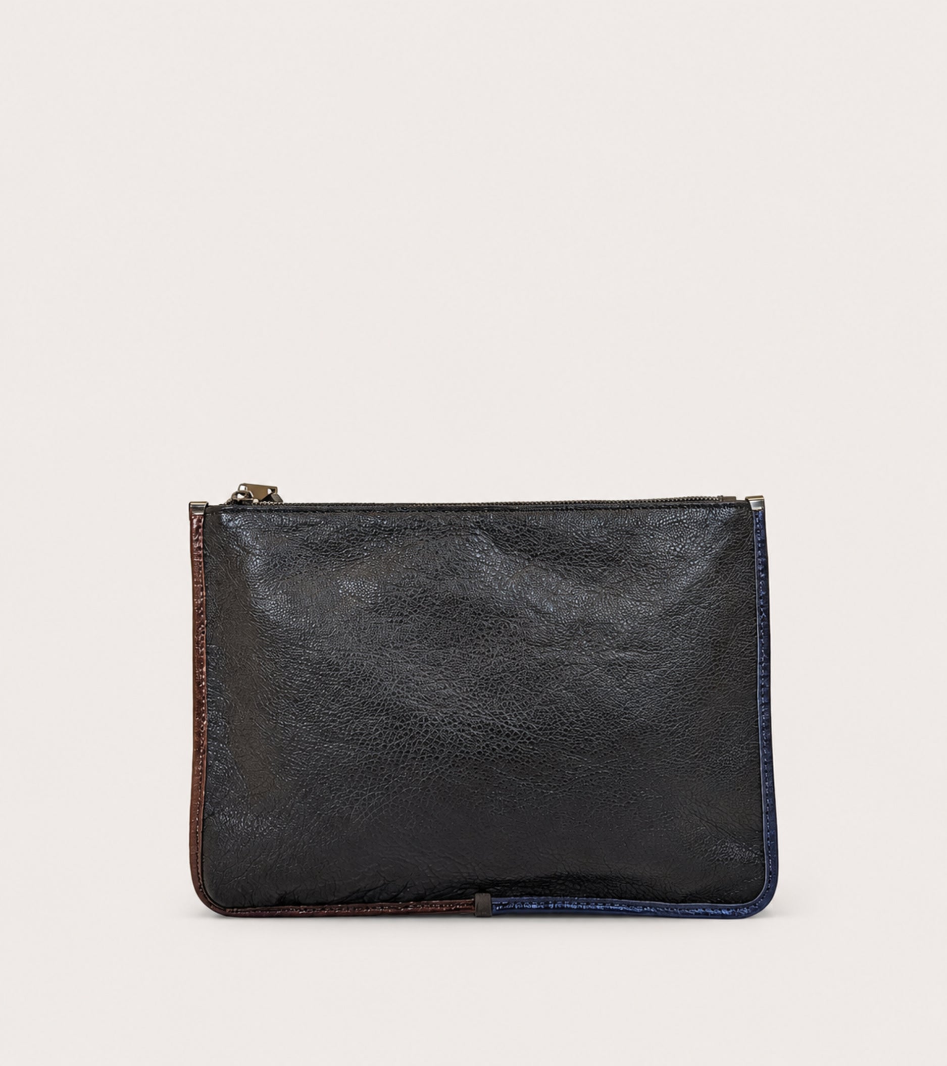 Pochette con zip nero diamante