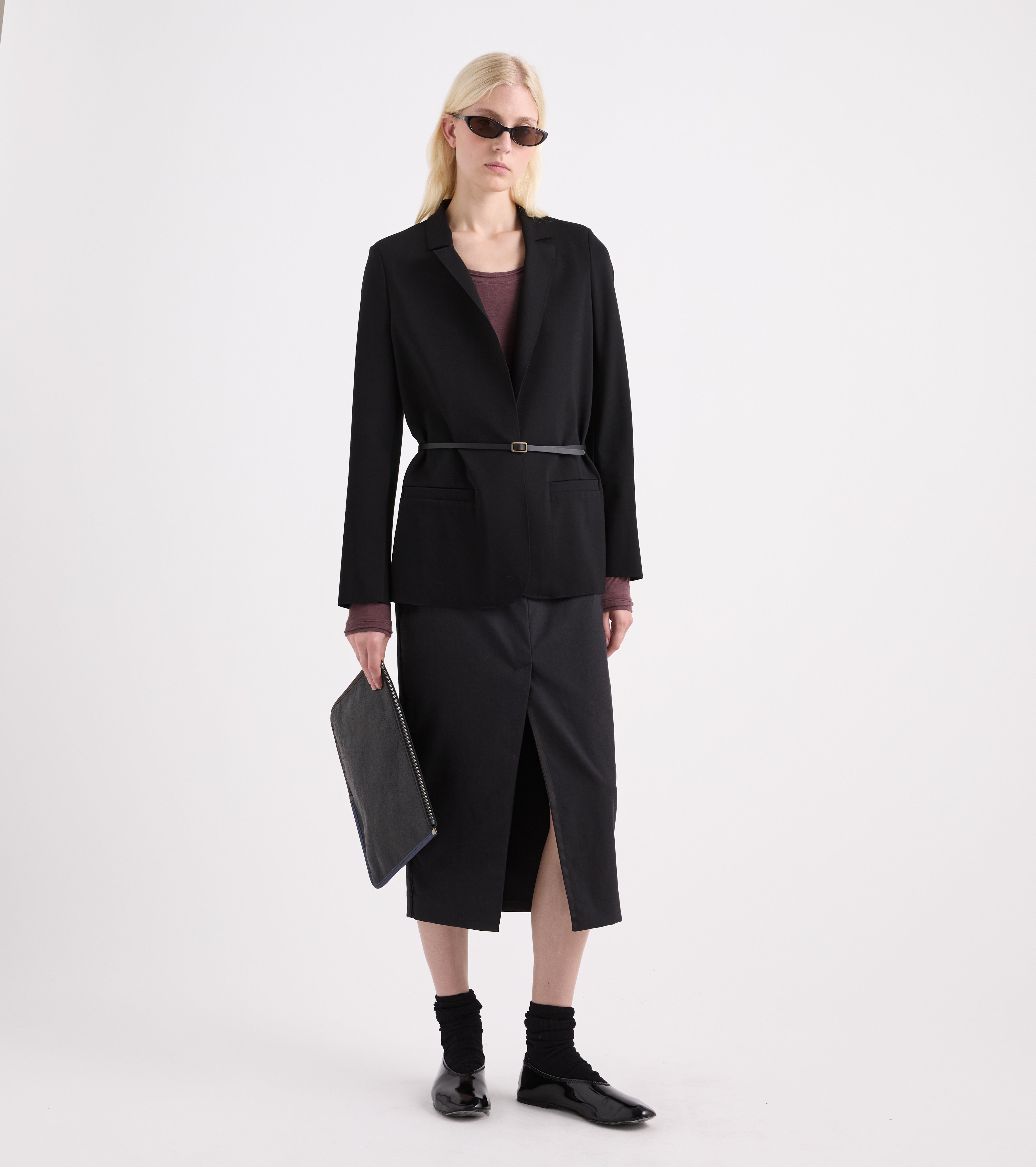 Sort diamantmønstret clutch med lynlås