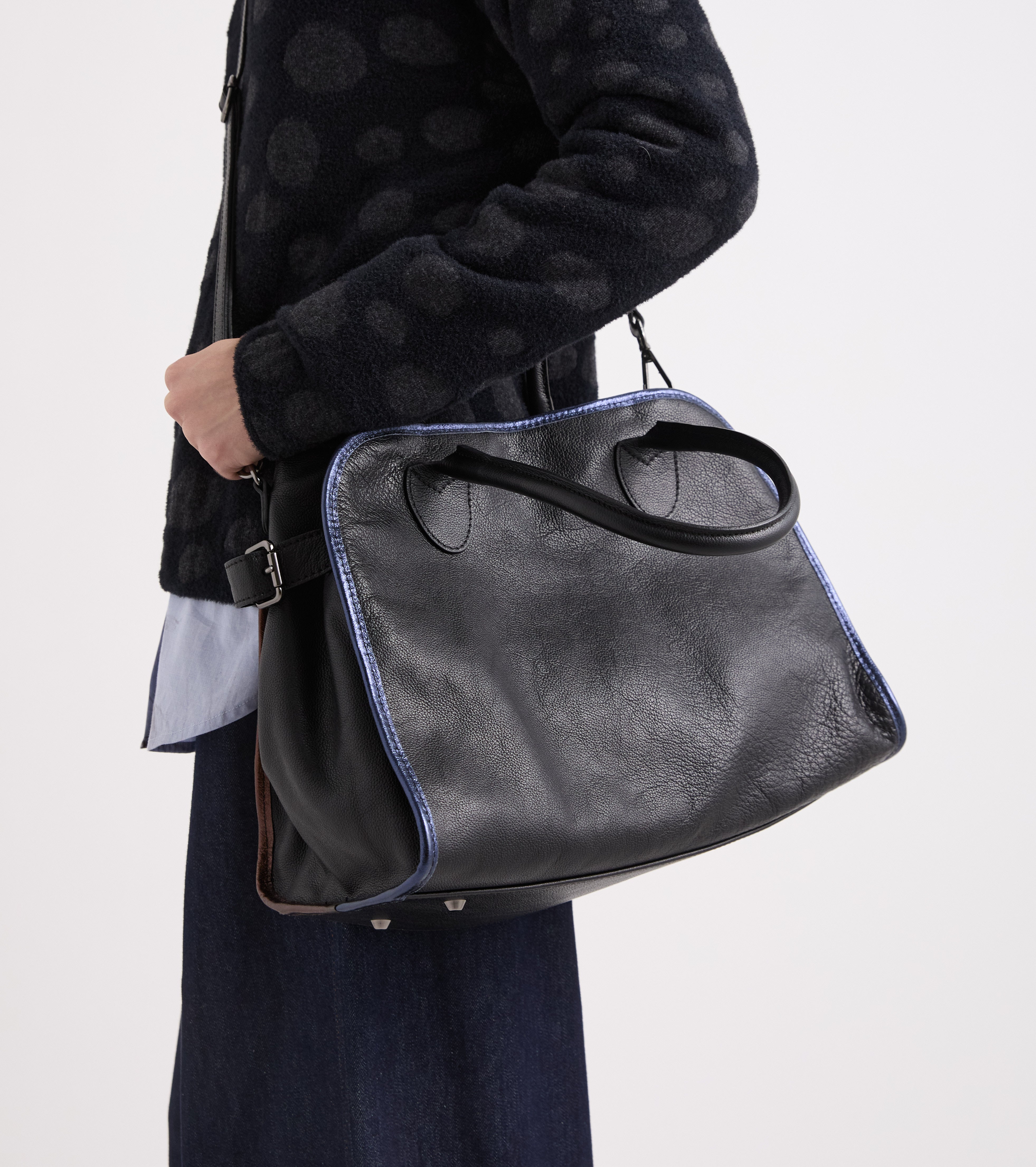 Borsa a mano con tracolla nero diamante