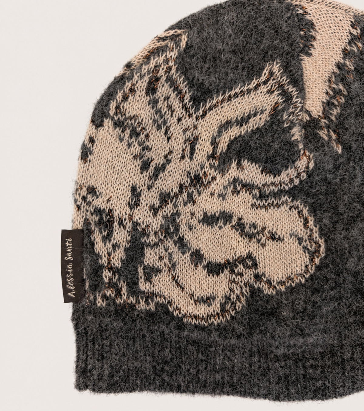 Beanie-hue i bomuld og alpaca, gråbeige