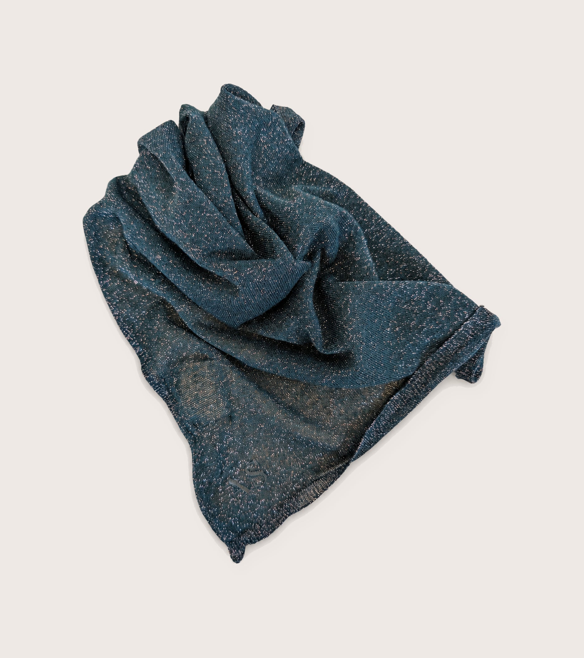 Pañuelo de hilo de lurex azul aterciopelado