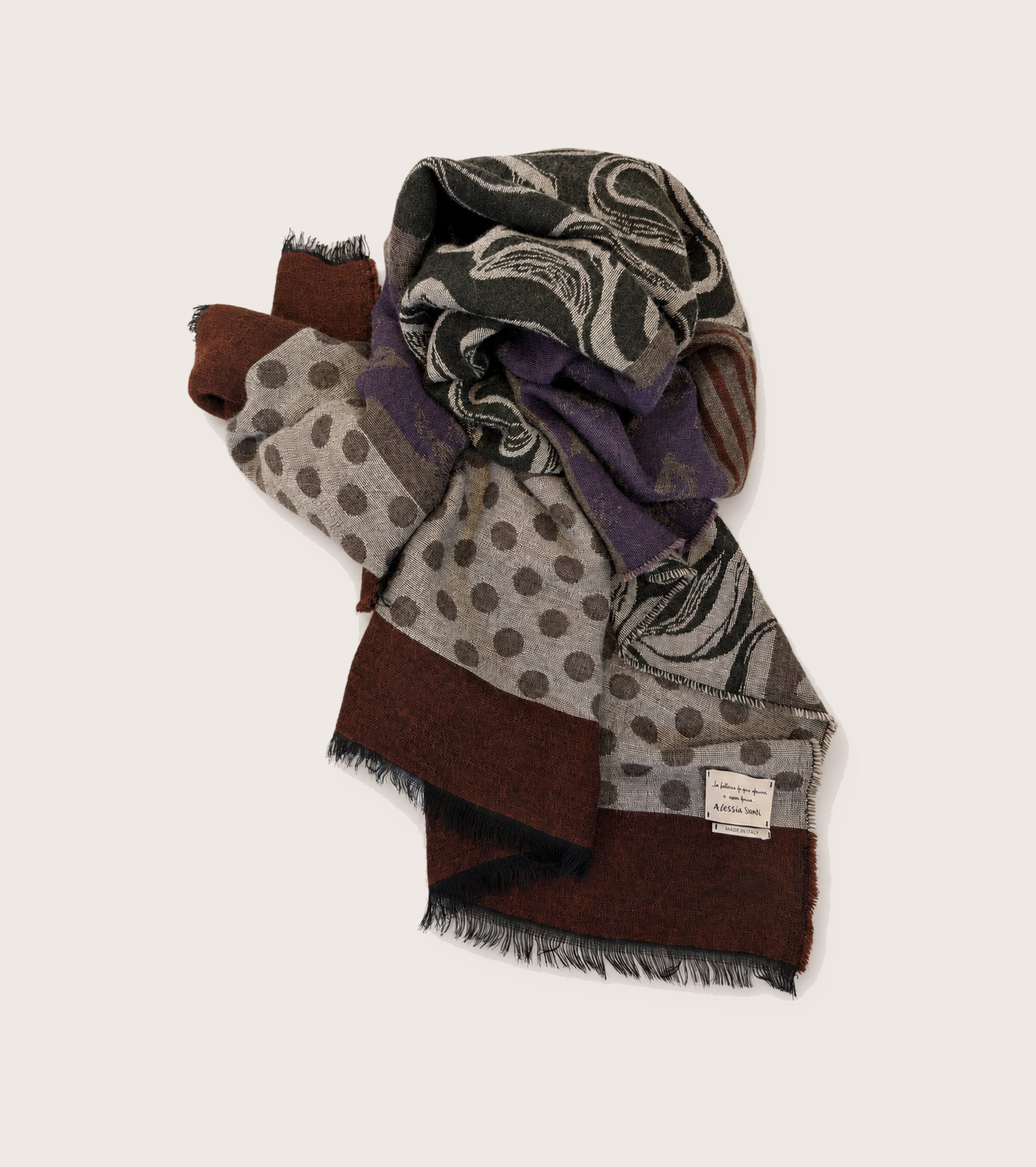 Bufanda de patchwork con cinturilla en color arena iris