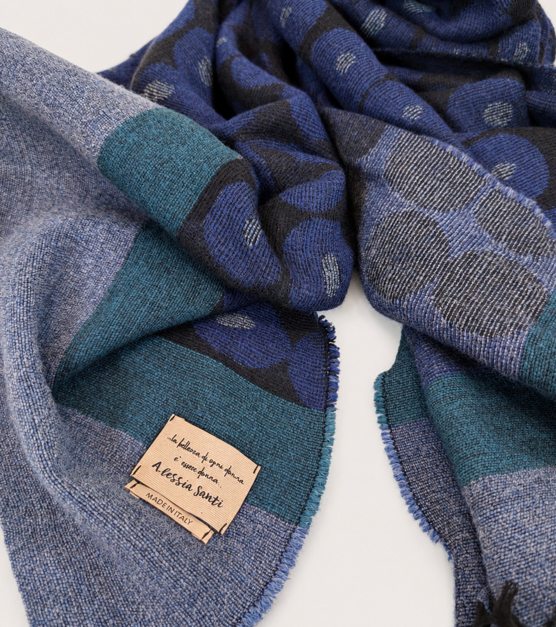 Bufanda de hilo jacquard azul grafito