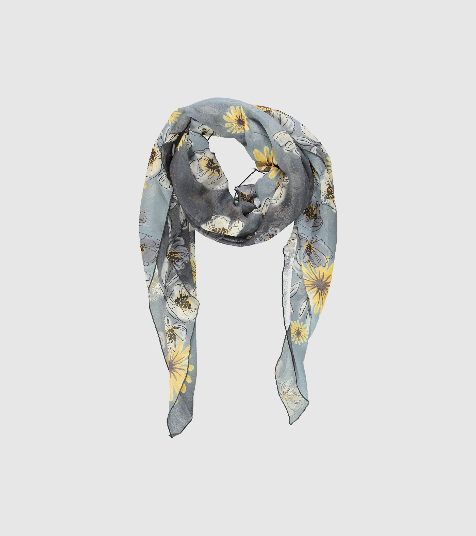 Blue floral silk scarf