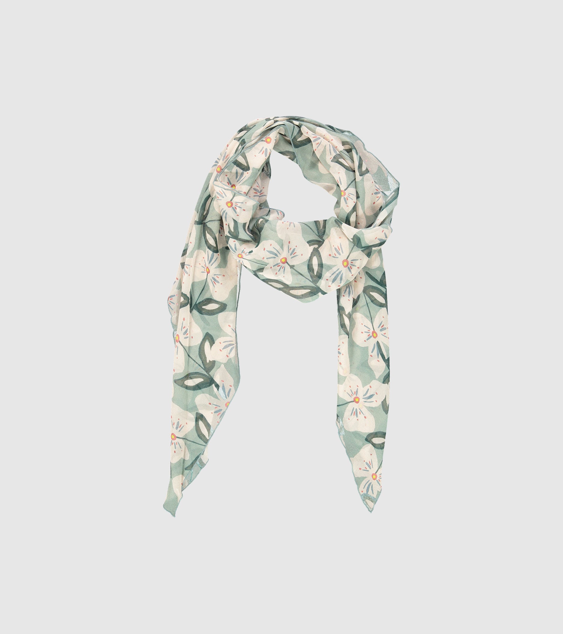 Sage floral silk scarf
