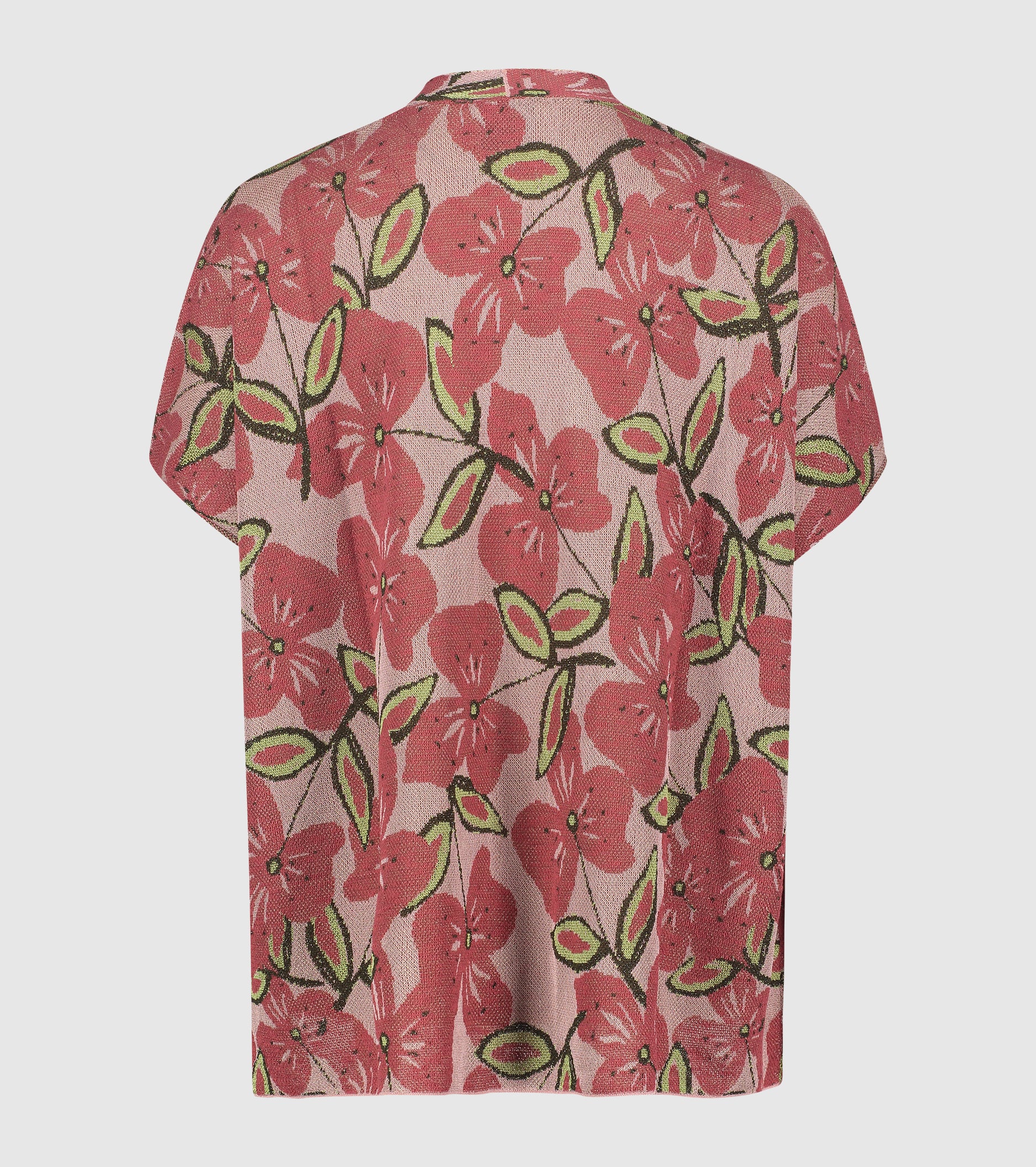 Cardigan jacquard con maniche corte ombretto